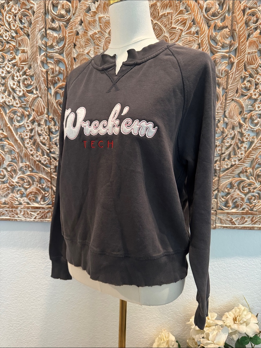Camp David Wreck 'em Tech Dark Grey Crewneck Sweatshirt, Texas Tech University - Picture 5 of 15